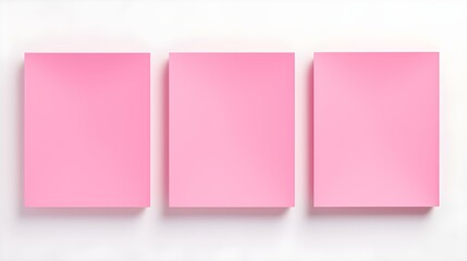 Set of pink square Paper Notes on a white Background. Brainstorming Template with Copy Space
