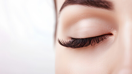 The procedure of eyelash extension in close-up.