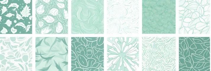 mint random hand drawn patterns, tileable, calming colors vector illustration pattern