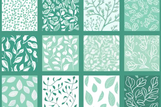 mint random hand drawn patterns, tileable, calming colors vector illustration pattern