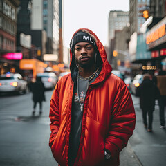 portrait of a person in the city rapper - obrazy, fototapety, plakaty