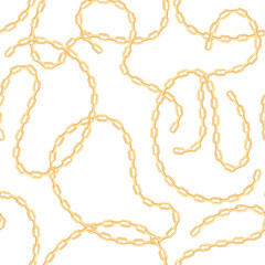 Gold chains background. Seamless pattern with jewelry. Vector cartoon illustration.