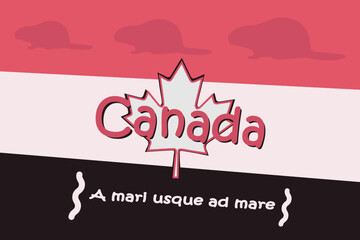 Canada. Vector flat and minimalistic illustration. With national symbols
