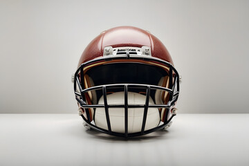 Front view of isolated american football helmet on white background