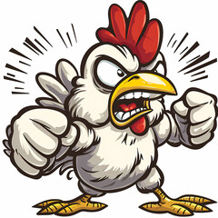 mascot Angry cartoon chicken
