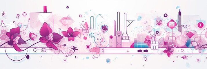 orchid abstract technology background using tech devices and icons 