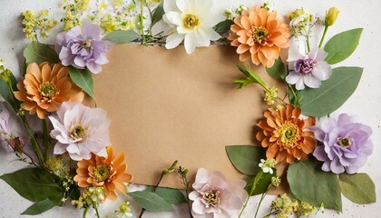Fototapeta na wymiar Spring flowers background, empty space for your design or text