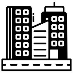 company building glyph and line vector illustration