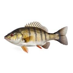 Perch fish isolated on white background, European perch is a predatory species of perch