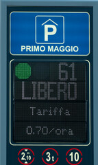 Italian sign entrance for underground parking with display led counter free spot counter. Price for...