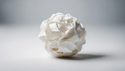 ball-shaped crumpled piece of paper with scribbles, isolated white background, copy space for text
