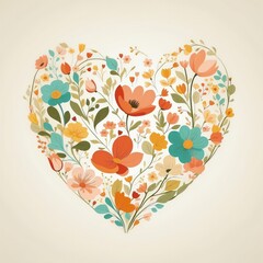 Floral pattern background with heart shape