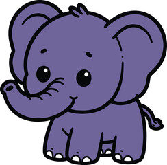 Elephant 2D cartoon character clipart