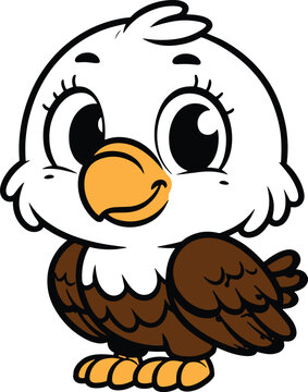 Eagle 2D cartoon character clipart