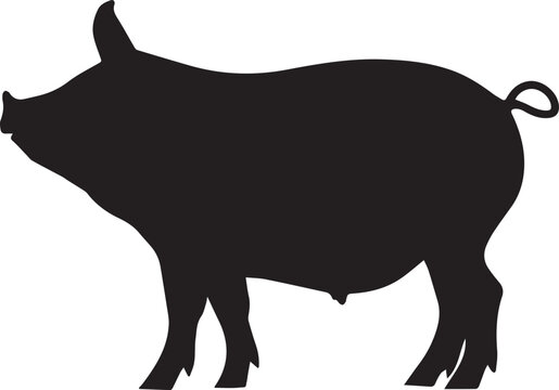 recommend clip art: Pig vector black silhouette on white background