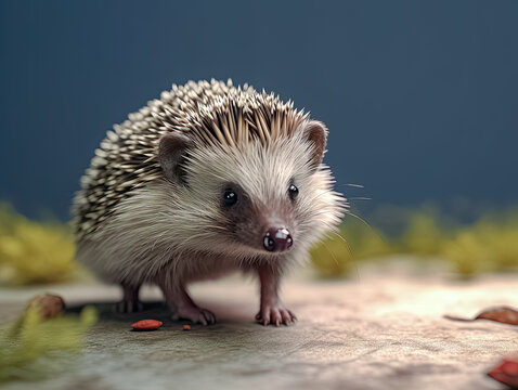 Kleiner Igel rennt durch die Landschaft, Generative AI