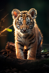 Tiger. World Wildlife Day. Group of wild animals on nature background.