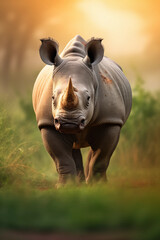 Rhinoceros. World Wildlife Day. Group of wild animals on nature background.