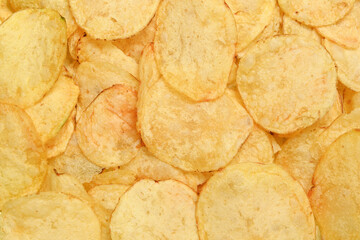 salty potato chips closeup