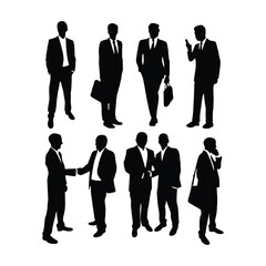 group of businessmen standing and posing silhouettes