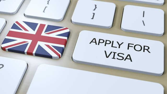 UK United Kingdom Apply for Visa Concept. Visa of Country or Government with National Flag