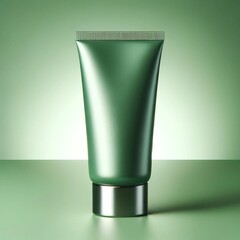 Premium green Skincare Packaging Design, Gel Creme Mockup, copy space, AI generated