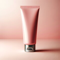 Modern Cosmetic Tube in Soft Pink Shade, Cosmetics, AI generated
