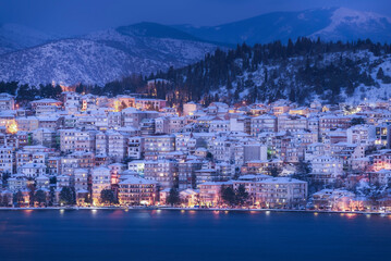 the city of Kastoria in West Macedonia Greec in a winter Day