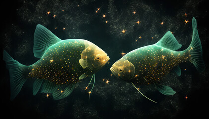 Constellation Pisces, zodiac. Fishes. AI generative - obrazy, fototapety, plakaty
