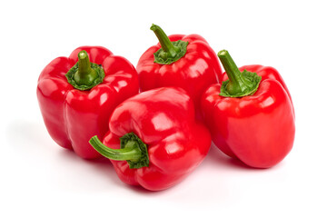 Red ripe bell pepper, isolated on white background.
