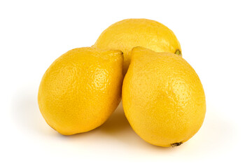 Fresh lemon fruits, isolated on white background.