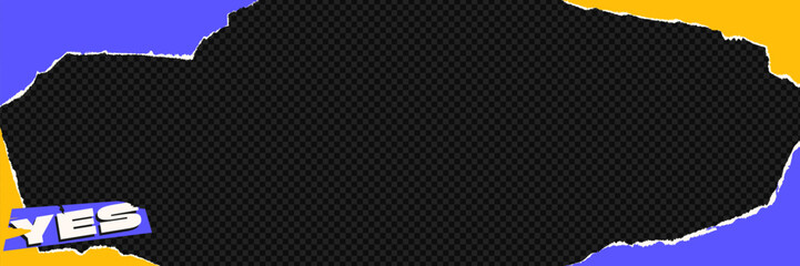 Frame from torn sheets of paper, cardboard, magazine clippings. Trendy bright background from collage and clip art.  Vector illustration