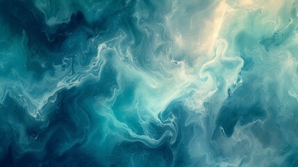 Obraz premium Swirls of teal, blue, and green in a dreamy abstract watercolor background