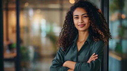 Asian businesswoman standing confidently in her office