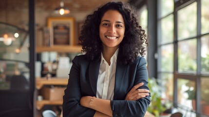 Fototapeta premium Black businesswoman standing confidently in her office