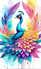 Obraz premium digital colorful paint painting of peacocks