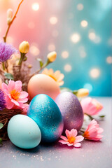 Beautiful Easter eggs for the holiday. Selective focus.