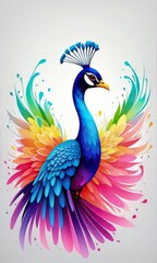 Fototapeta premium digital colorful paint painting of peacocks
