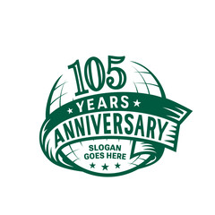 105 years anniversary design template. 105th logo. Vector and illustration.
