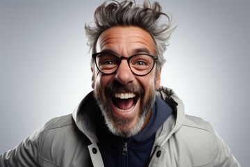 Obraz premium Excited Man in a Dynamic Pose
