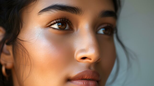Extreme closeup of beautiful Indian girls face