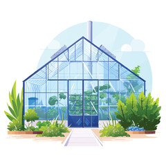Agricultural research lab building illustration.