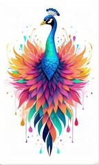 Digital Colorful Paint Painting Peacocks