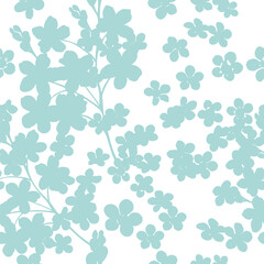 Seamless background with small blue flowers. hand drawing. Not AI, Vector illustration