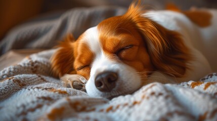 Dog Sleeping on Bed Generative AI
