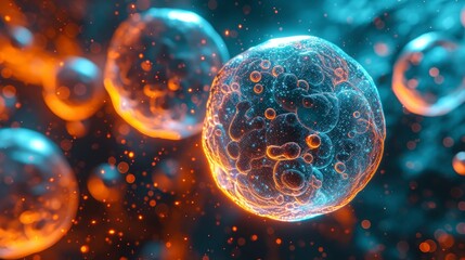 Naklejka premium Abstract background with cell under microscope Generative AI