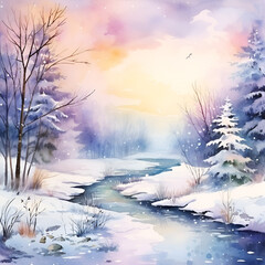 winter landscape with snow