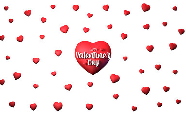 Happy Valentine´s day, red hearts background, 14th February, 3d render. PNG
