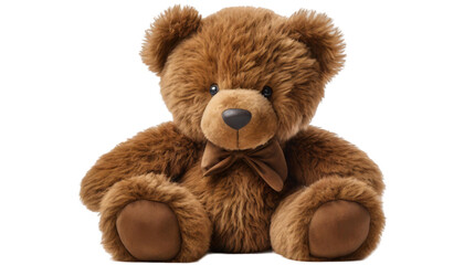 Fototapeta premium Brown teddy bear with bow tie isolated on transparent background.