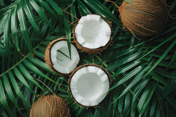 Fototapeta na wymiar Tropical Serenity: Coconut Aesthetics in Relaxing Scenes